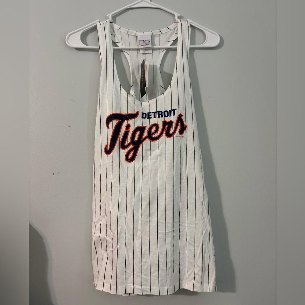 Genuine Merchandise White and Navy Striped Tank